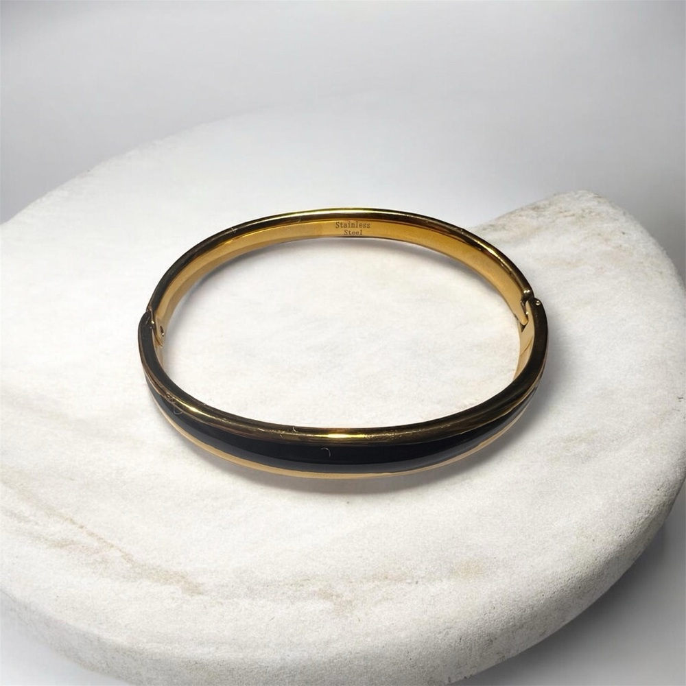 Gold and Black Bangle Bracelet